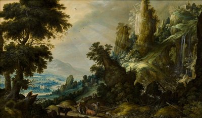 Mountain Landscape with Waterfall by Kerstiaen de Keuninck  